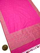 Magenta Floral Booti Katan Silk Handloom Banarasi Suit - Sacred Weaves