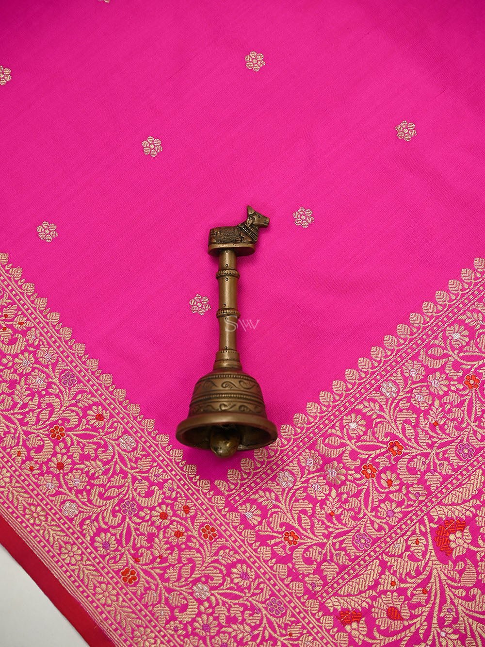 Magenta Floral Booti Katan Silk Handloom Banarasi Suit - Sacred Weaves