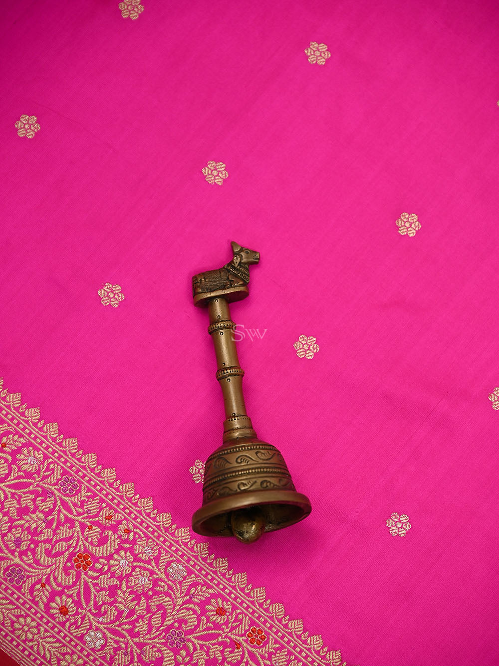 Magenta Floral Booti Katan Silk Handloom Banarasi Suit - Sacred Weaves