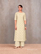 Cream Booti Khaddi Georgette Handloom Banarasi Suit - Sacred Weaves