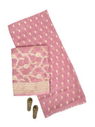 Pastel Pink Booti Khaddi Georgette Handloom Banarasi Suit - Sacred Weaves