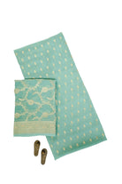 Sea Green Booti Khaddi Georgette Handloom Banarasi Suit - Sacred Weaves