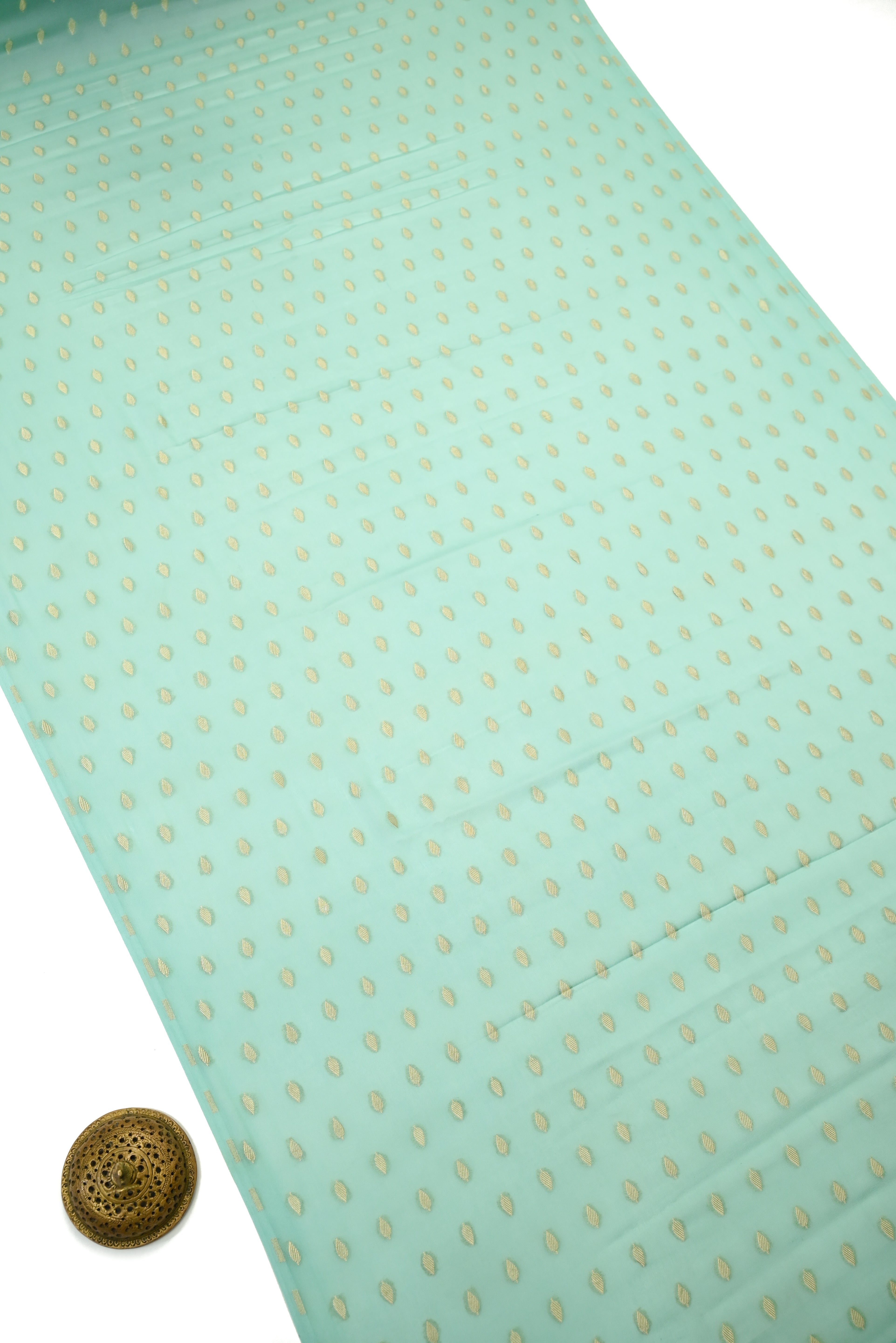 Sea Green Booti Khaddi Georgette Handloom Banarasi Suit - Sacred Weaves