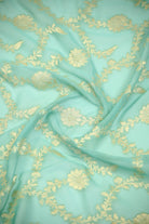 Sea Green Booti Khaddi Georgette Handloom Banarasi Suit - Sacred Weaves