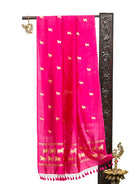 Dark Pink Shikargah Katan Silk Handloom Banarasi Dupatta - Sacred Weaves