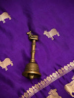 Purple Shikargah Katan Silk Handloom Banarasi Dupatta - Sacred Weaves