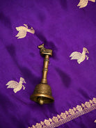 Purple Shikargah Katan Silk Handloom Banarasi Dupatta - Sacred Weaves