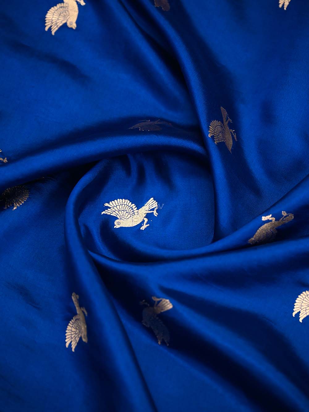 Blue Shikargah Katan Silk Handloom Banarasi Dupatta - Sacred Weaves