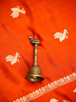 Orange Shikargah Katan Silk Handloom Banarasi Dupatta - Sacred Weaves