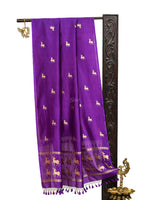 Purple Shikargah Katan Silk Handloom Banarasi Dupatta- Sacred Weaves