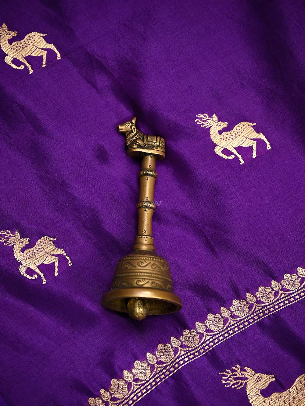 Purple Shikargah Katan Silk Handloom Banarasi Dupatta- Sacred Weaves