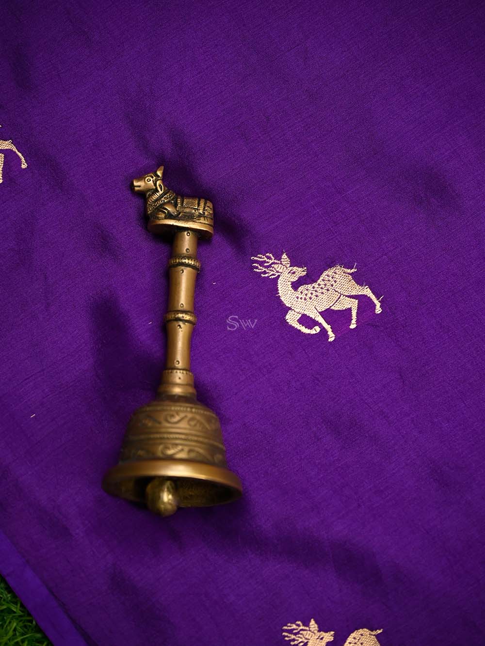 Purple Shikargah Katan Silk Handloom Banarasi Dupatta  - Sacred Weaves