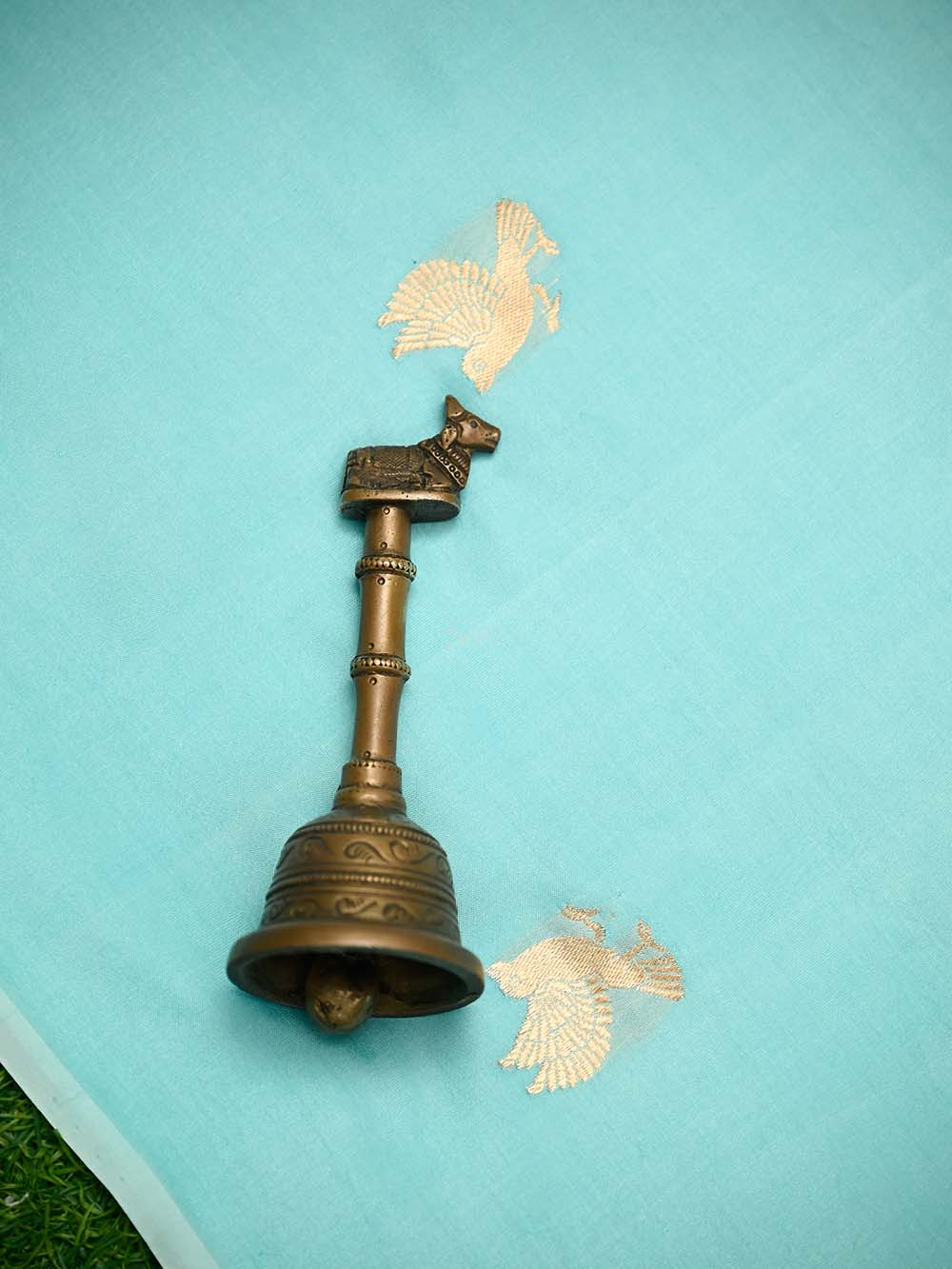 Aqua Blue Plain Katan Silk Handloom Banarasi Suit - Sacred Weaves