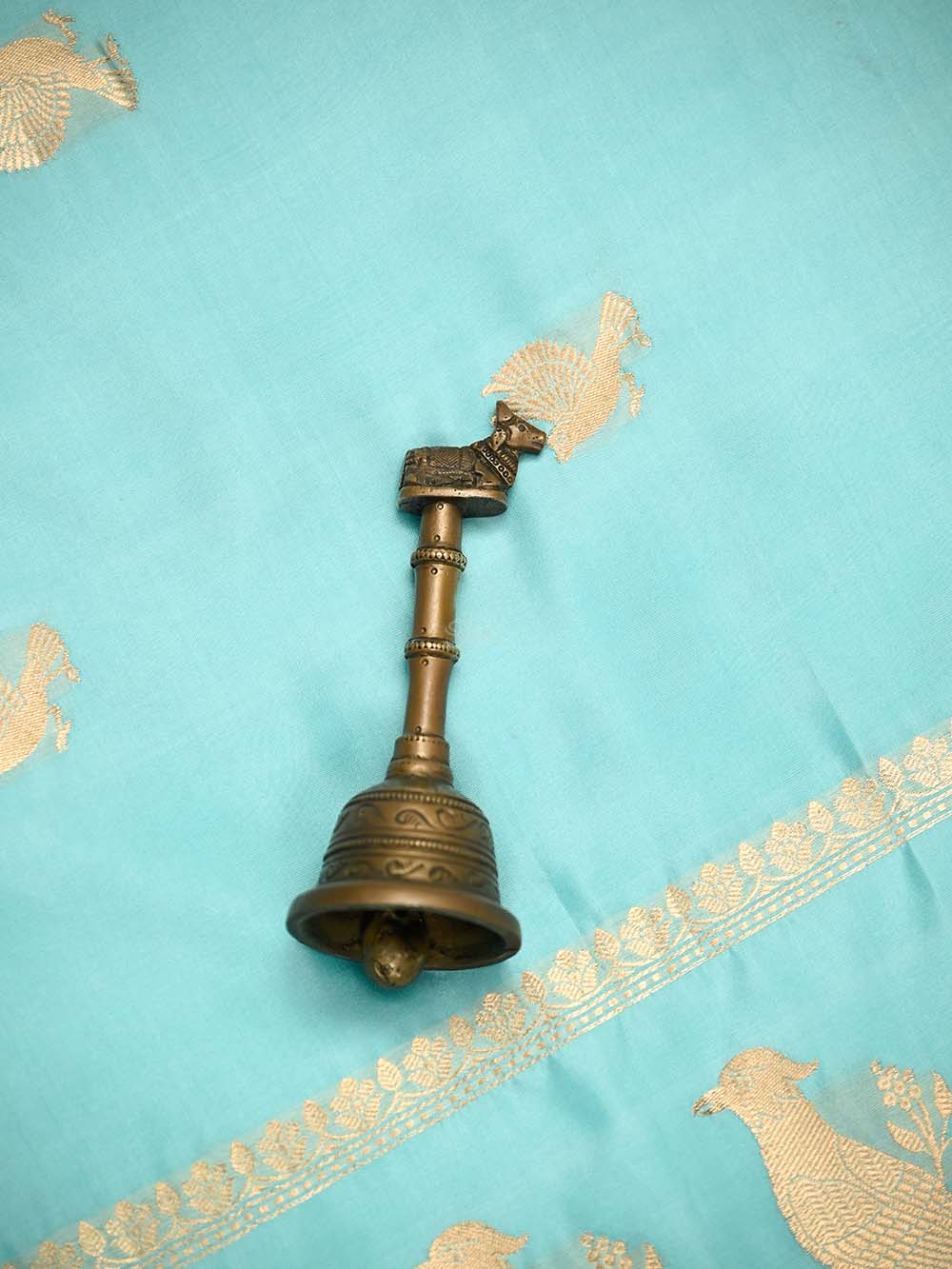 Aqua Blue Plain Katan Silk Handloom Banarasi Suit - Sacred Weaves