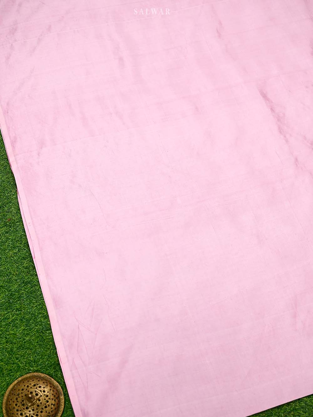 Pastel Pink Plain Katan Silk Handloom Banarasi Suit - Sacred Weaves