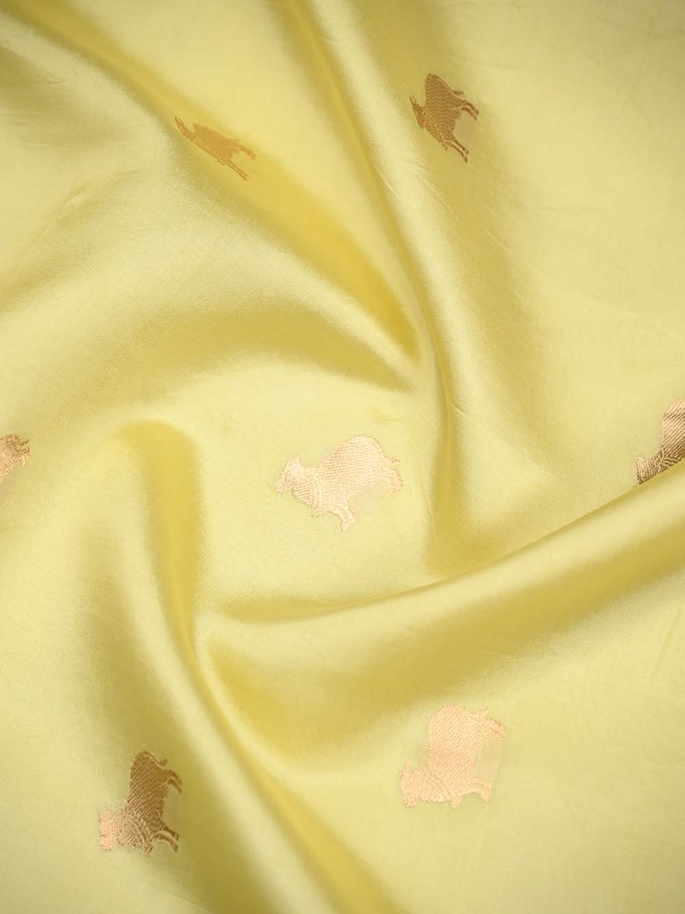 Pastel Yellow Plain Katan Silk Handloom Banarasi Suit - Sacred Weaves