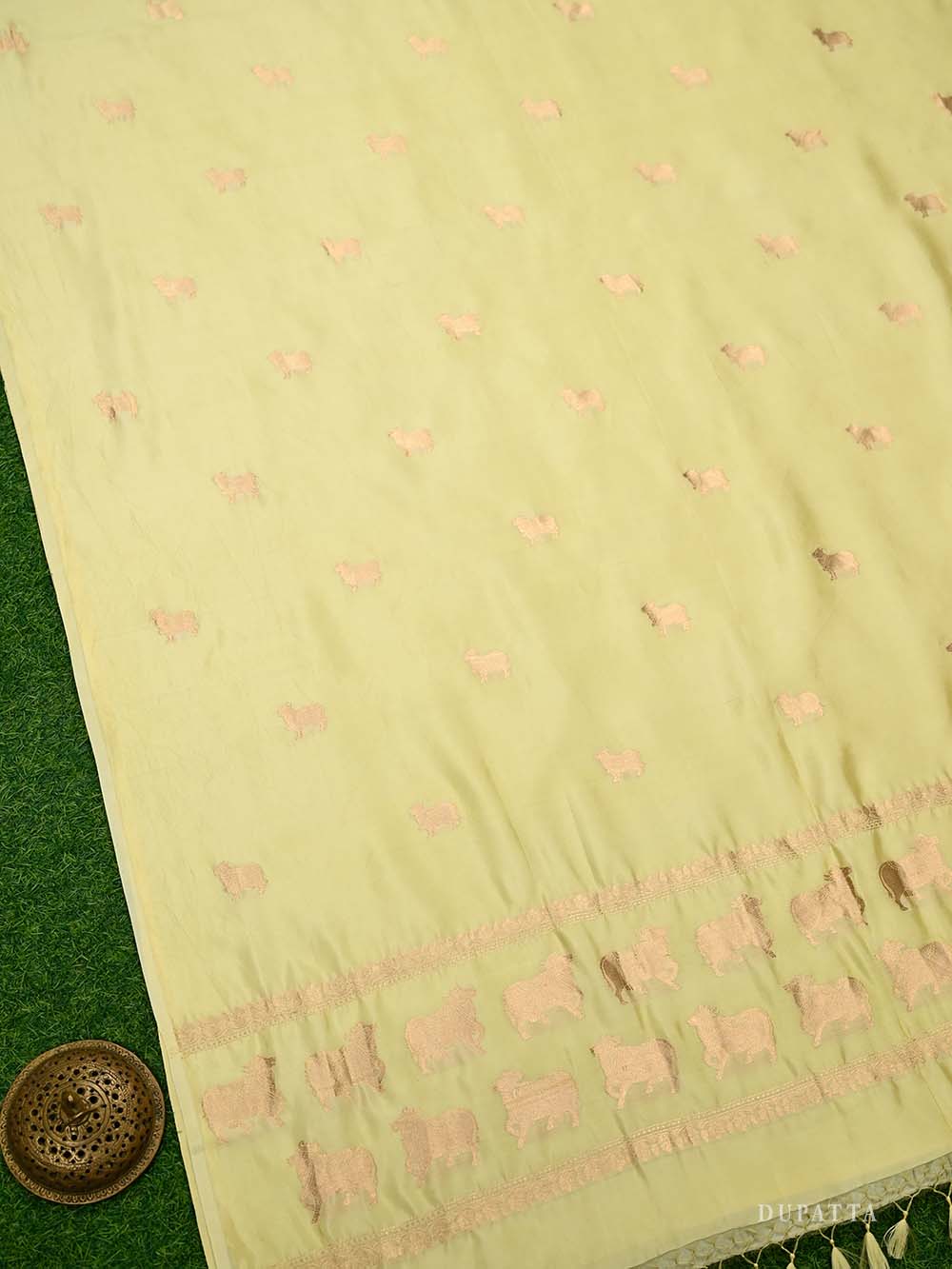 Pastel Yellow Plain Katan Silk Handloom Banarasi Suit - Sacred Weaves