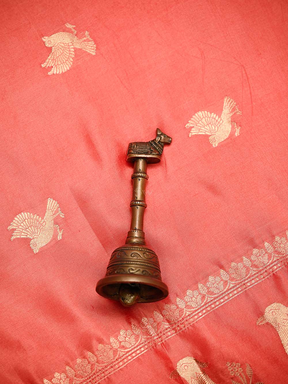 Peach Pink Plain Katan Silk Handloom Banarasi Suit - Sacred Weaves