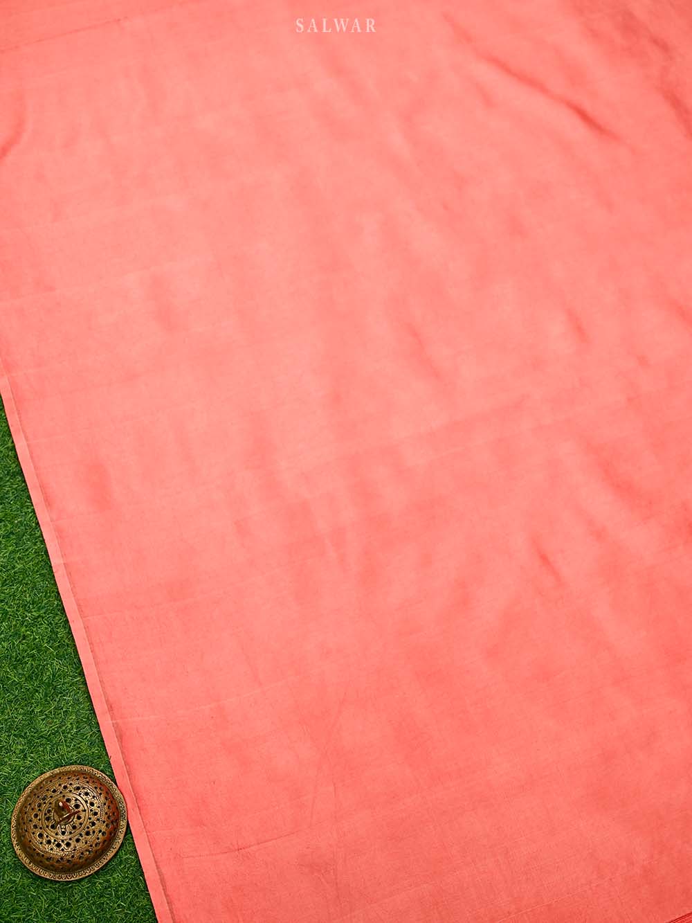 Peach Pink Plain Katan Silk Handloom Banarasi Suit - Sacred Weaves