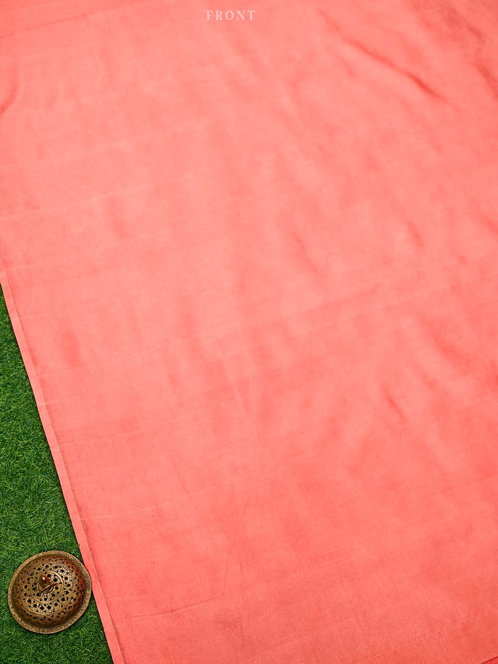 Peach Pink Plain Katan Silk Handloom Banarasi Suit - Sacred Weaves