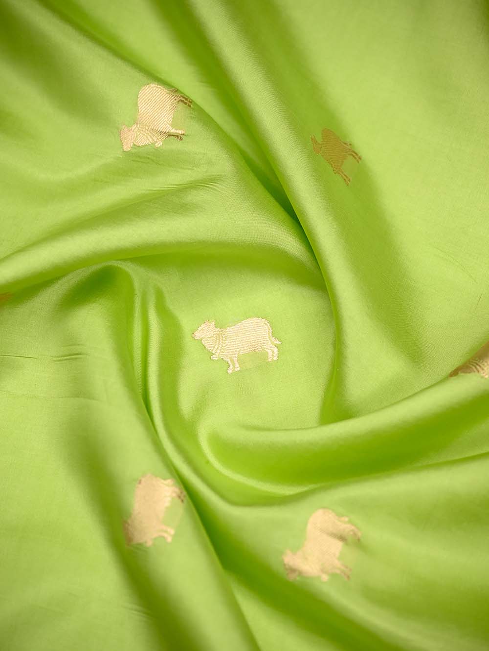 Pista Green Plain Katan Silk Handloom Banarasi Suit - Sacred Weaves