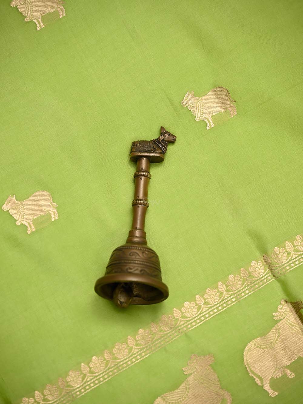 Pista Green Plain Katan Silk Handloom Banarasi Suit - Sacred Weaves