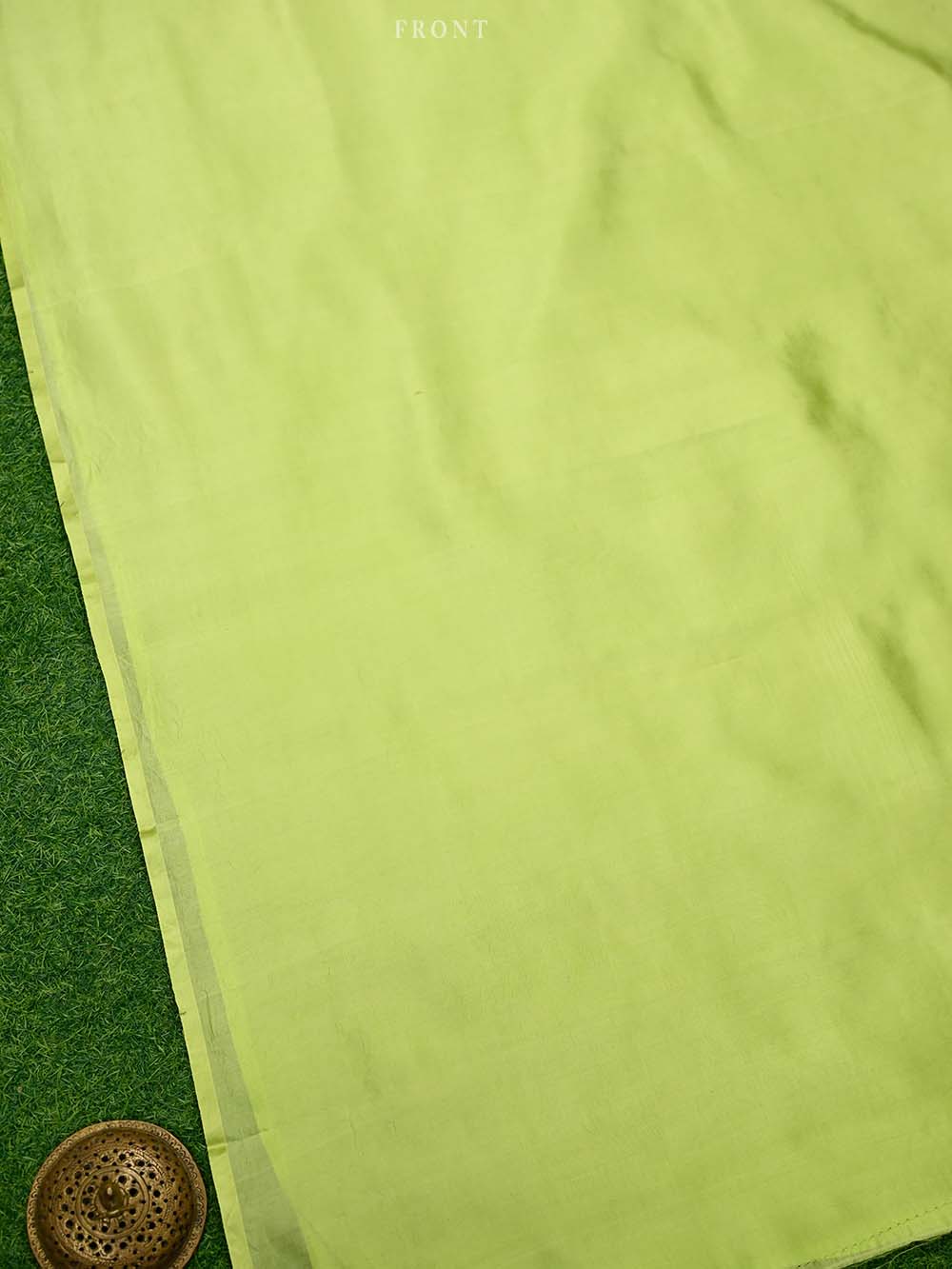 Pista Green Plain Katan Silk Handloom Banarasi Suit - Sacred Weaves