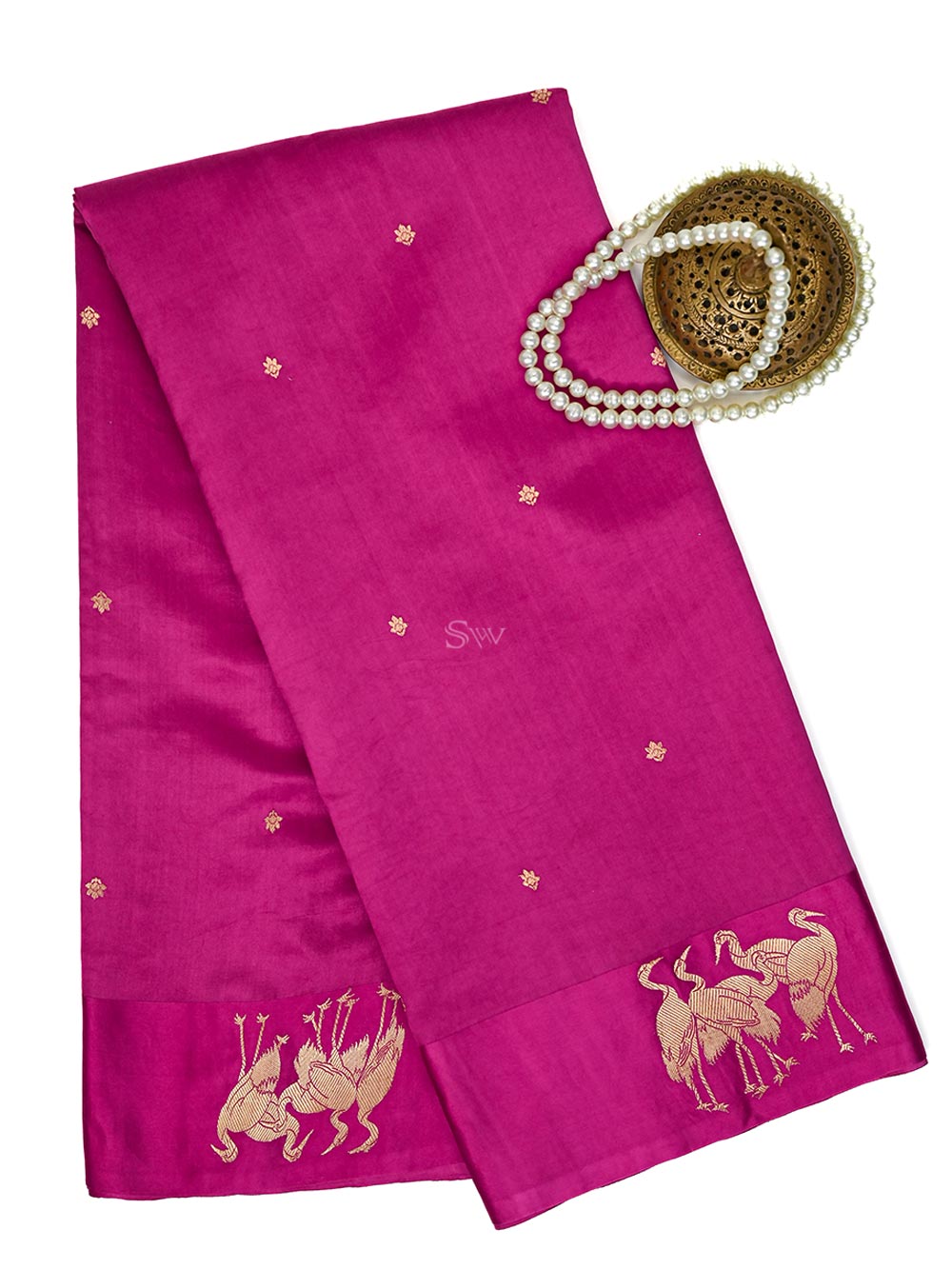 Magenta Booti Pure Silk Handloom Banarasi Saree - Sacred Weaves