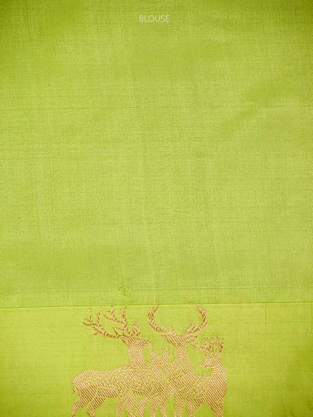 Parrot Green Booti Pure Silk Handloom Banarasi Saree - Sacred Weaves