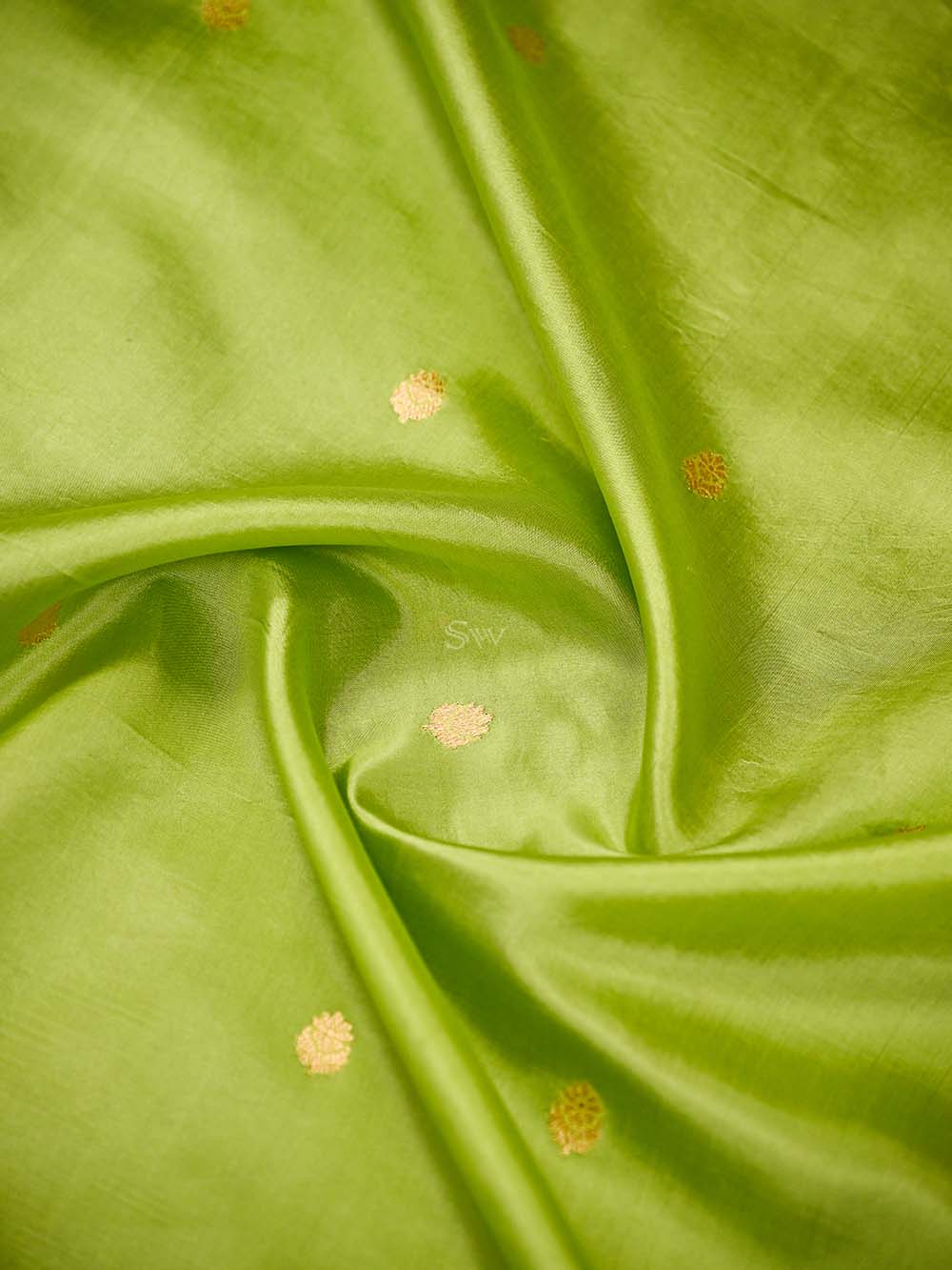 Parrot Green Booti Pure Silk Handloom Banarasi Saree - Sacred Weaves