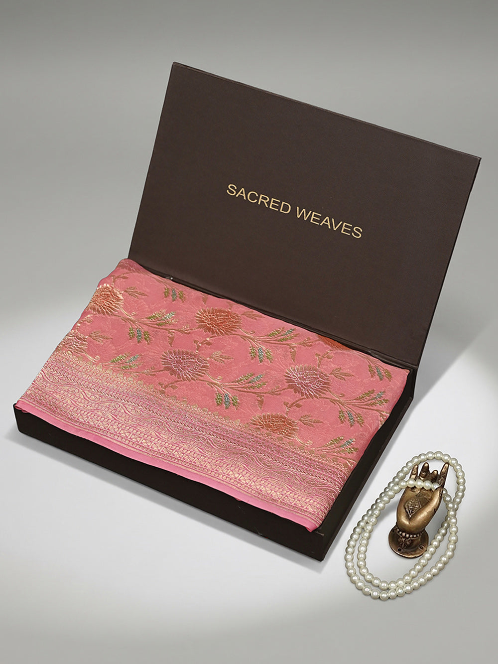 Pink Rangkat Jaal Khaddi Georgette Handloom Banarasi Saree - Sacred Weaves