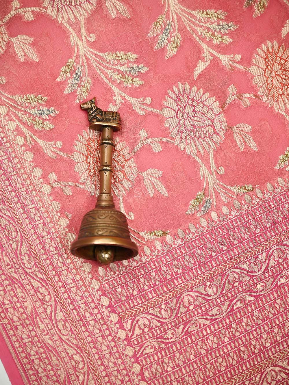 Pink Rangkat Jaal Khaddi Georgette Handloom Banarasi Saree - Sacred Weaves