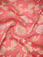 Pink Rangkat Jaal Khaddi Georgette Handloom Banarasi Saree - Sacred Weaves