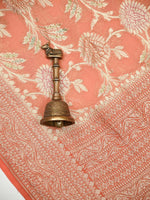 Pastel Peach Rangkat Jaal Khaddi Georgette Handloom Banarasi Saree - Sacred Weaves