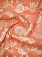 Pastel Peach Rangkat Jaal Khaddi Georgette Handloom Banarasi Saree - Sacred Weaves