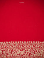 Red Jaal Khaddi Georgette Handloom Banarasi Saree - Sacred Weaves