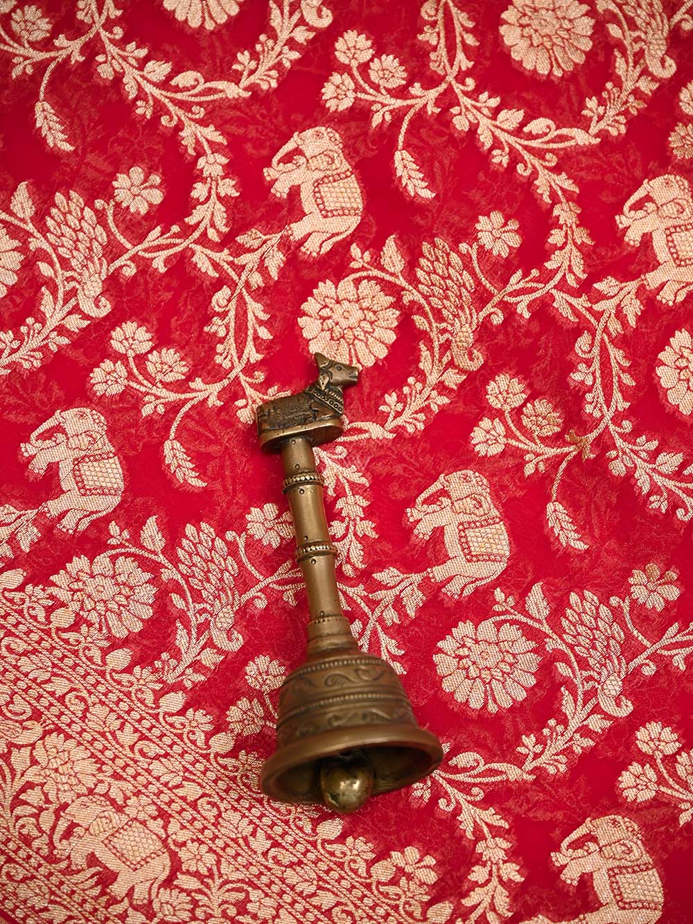 Red Jaal Khaddi Georgette Handloom Banarasi Saree - Sacred Weaves