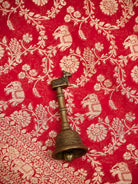 Red Jaal Khaddi Georgette Handloom Banarasi Saree - Sacred Weaves