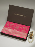 Bright Pink Jaal Khaddi Georgette Handloom Banarasi Saree - Sacred Weaves