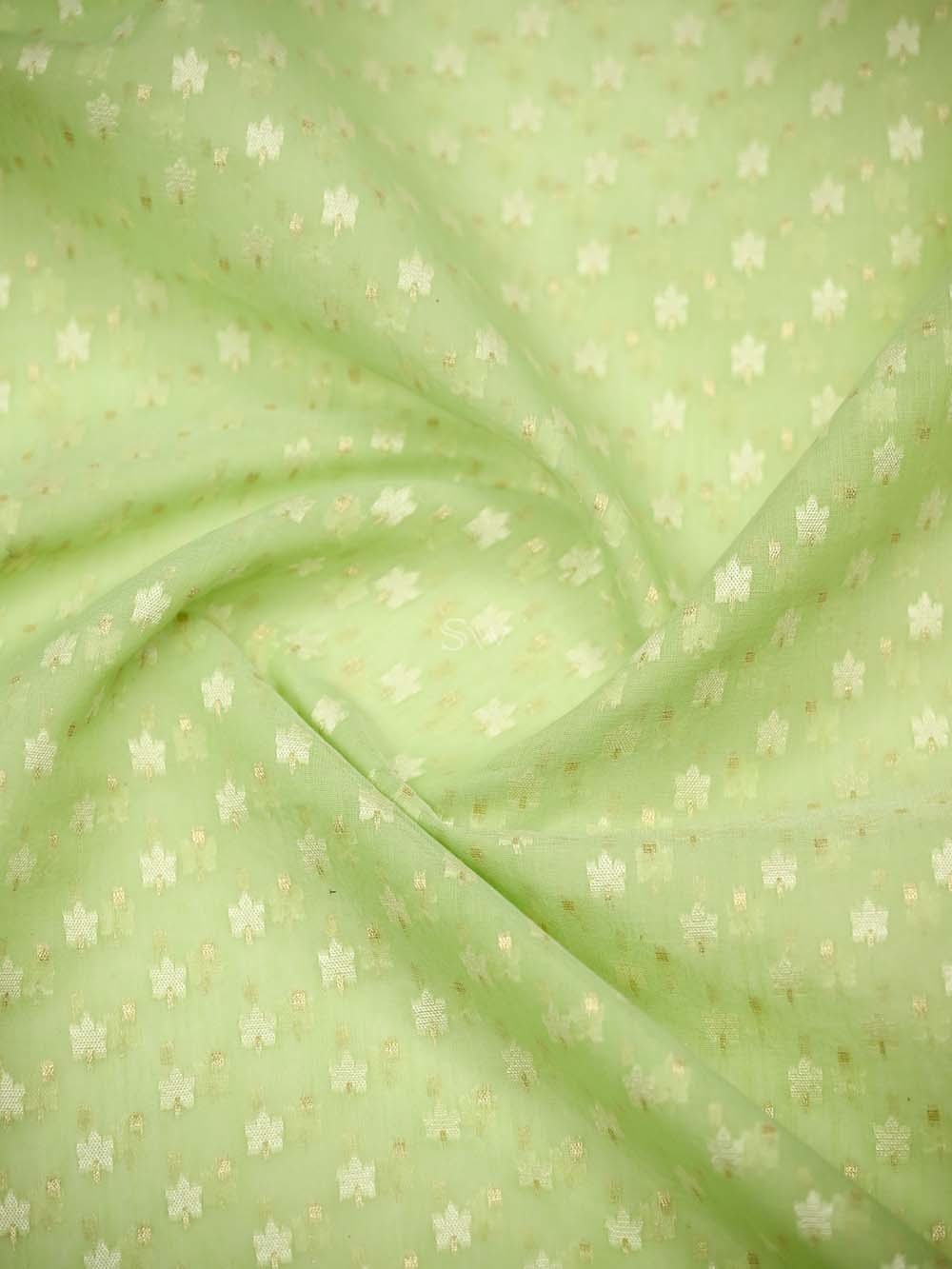 Sea Green Zari Cotton Saree - Sacred Weaves