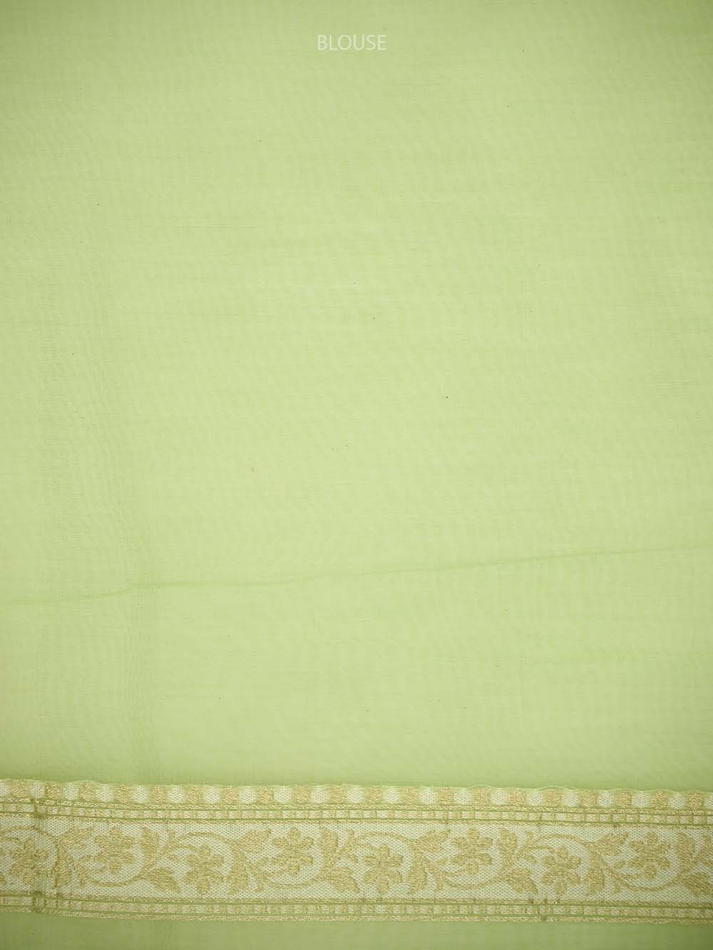 Sea Green Zari Cotton Saree - Sacred Weaves