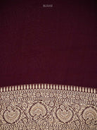 Wine Booti Khaddi Georgette Handloom Banarasi Saree - Sacred Weaves