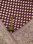 Wine Booti Khaddi Georgette Handloom Banarasi Saree - Sacred Weaves