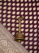 Wine Booti Khaddi Georgette Handloom Banarasi Saree - Sacred Weaves