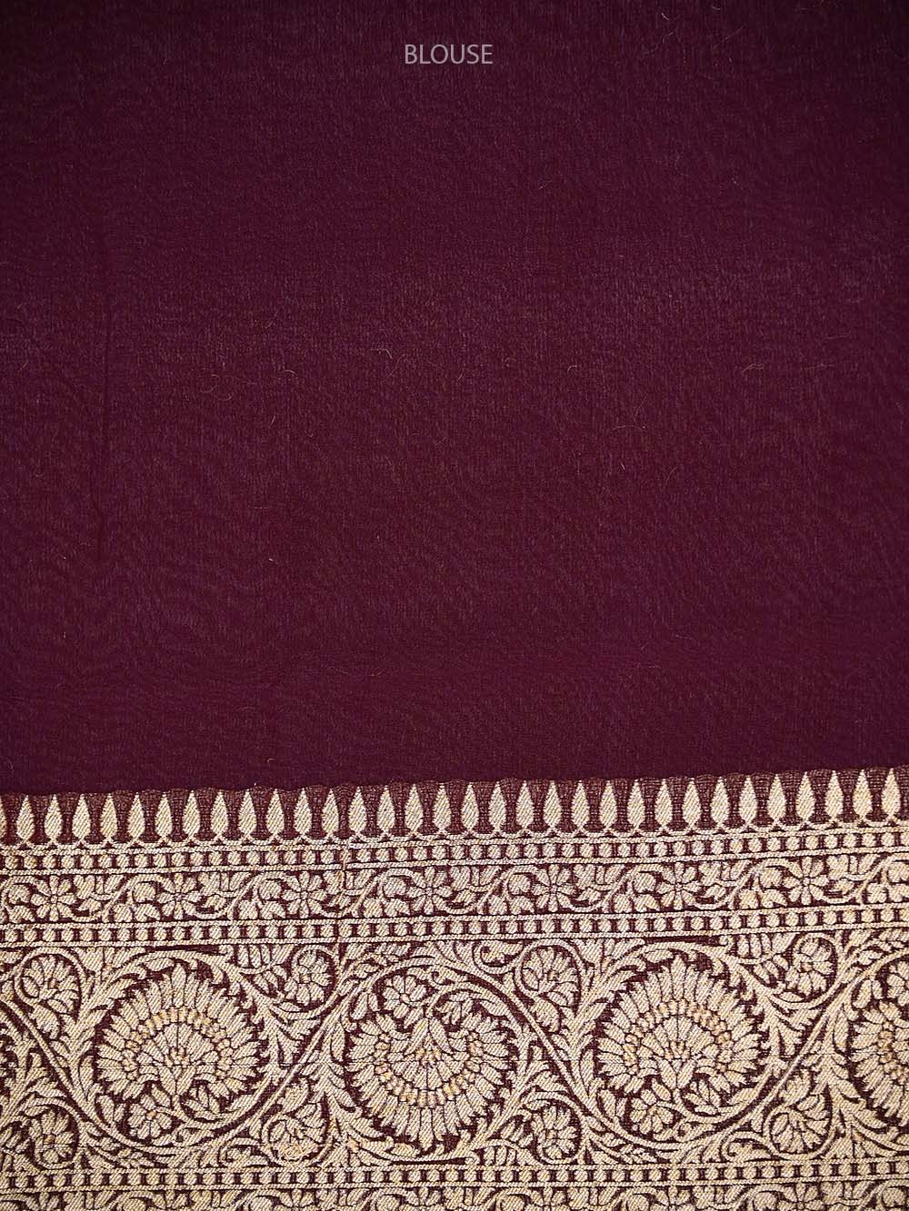 Wine Booti Khaddi Georgette Handloom Banarasi Saree - Sacred Weaves