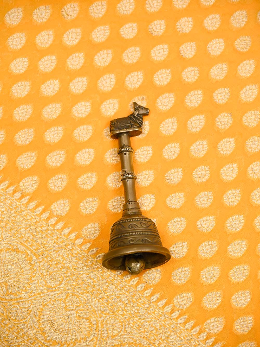 Mustard Booti Khaddi Georgette Handloom Banarasi Saree - Sacred Weaves