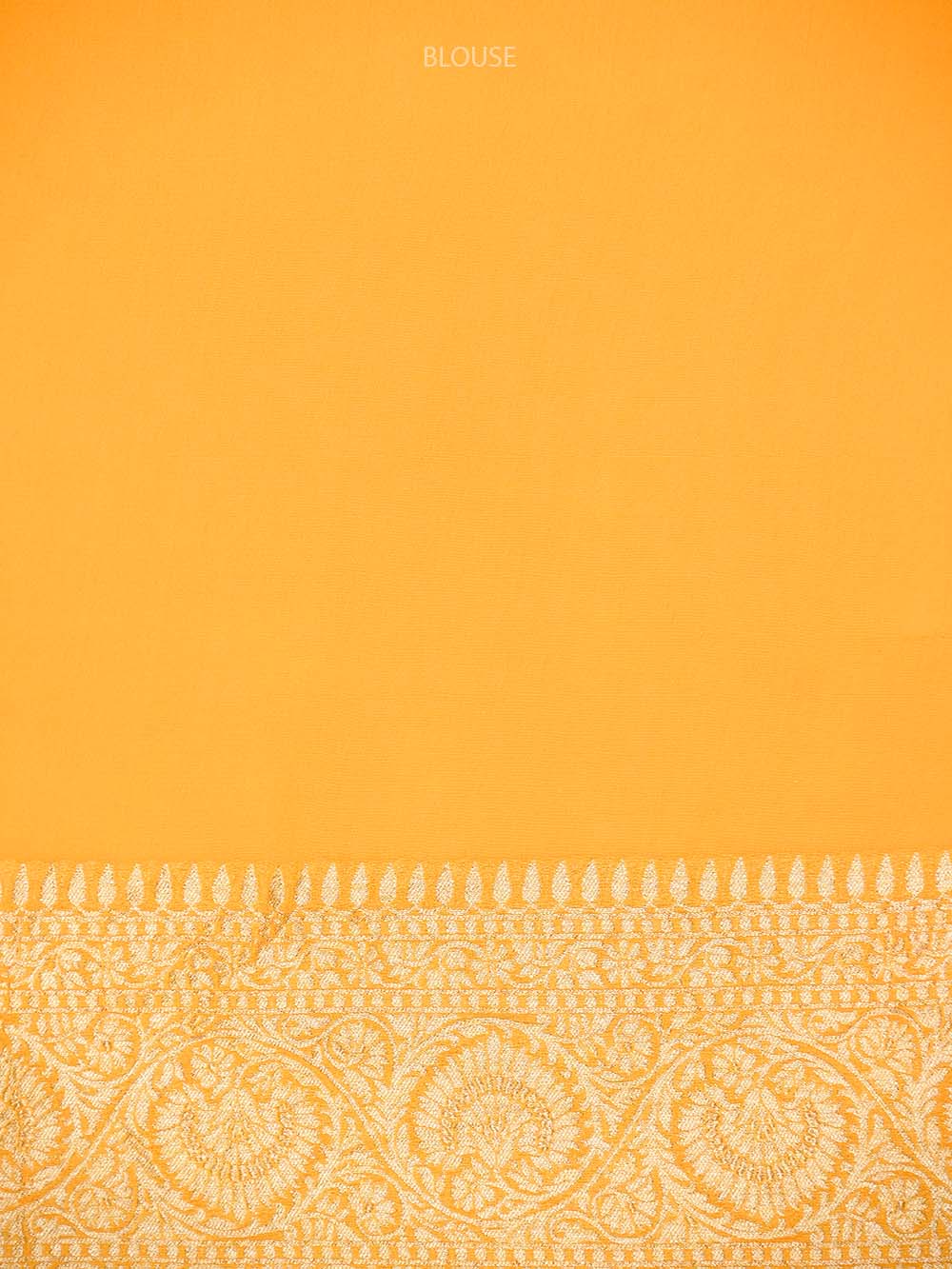 Mustard Booti Khaddi Georgette Handloom Banarasi Saree - Sacred Weaves