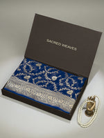 Blue Jaal Khaddi Georgette Handloom Banarasi Saree - Sacred Weaves