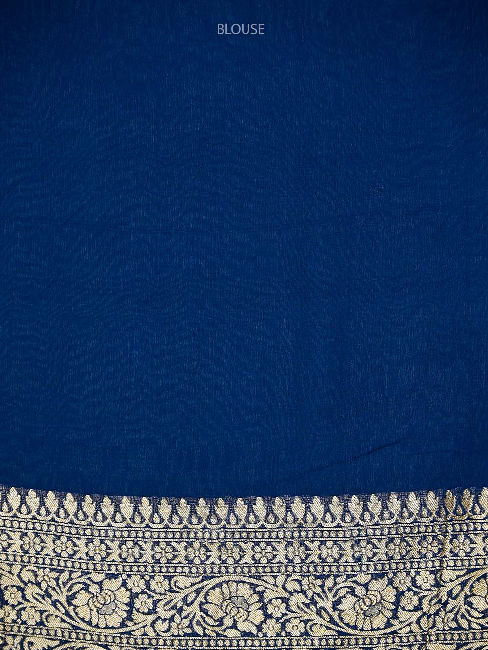 Blue Jaal Khaddi Georgette Handloom Banarasi Saree - Sacred Weaves