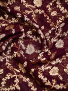 Wine Jaal Khaddi Georgette Handloom Banarasi Saree - Sacred Weaves